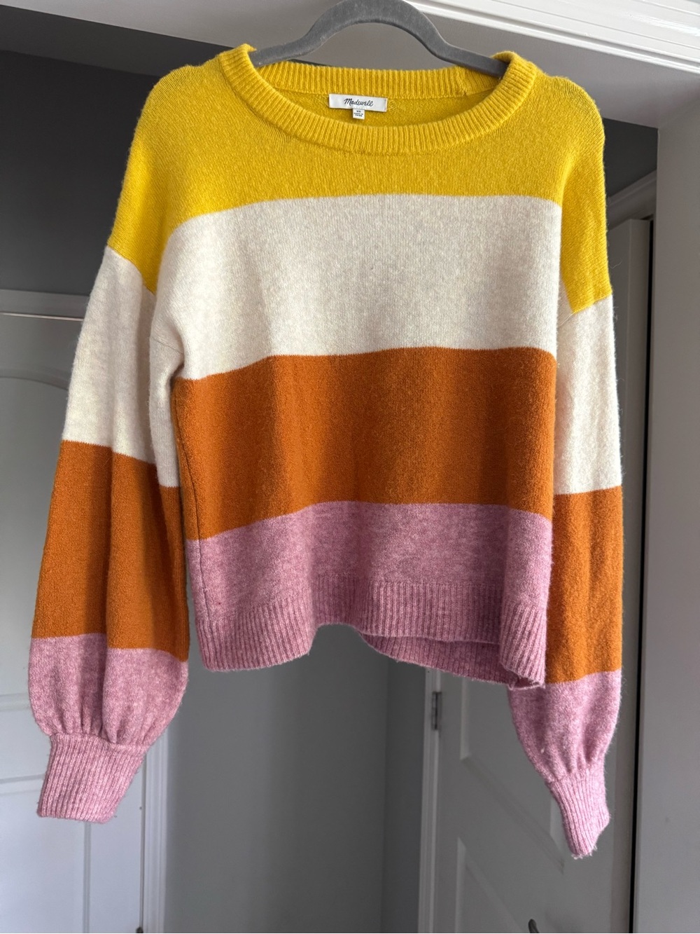 Madewell Colorblock Crewneck Wool Blend Sweater Classic Coquette Preppy XS